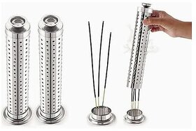 Stainless Steel Agarbatti Stand  Incense Stick Holder Stand with Ash Catcher for Home Office and Temple (2pcs)