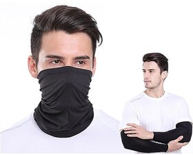 (Set of 2) Men and Women Dust & Sun Protection Face Mask with Arm Sleeves Scarf Neck Cover Balaclava for Cycling Driving Running Gardening