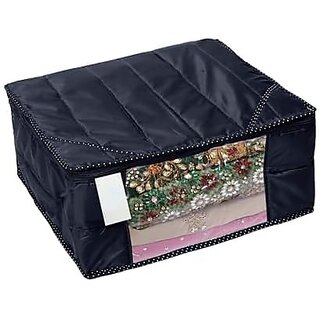 Aronkart Parachute Material 3 Layered Quilted Saree Cover Wardrobe Organizer (Water Resistant) (Pack of 1 Blue)