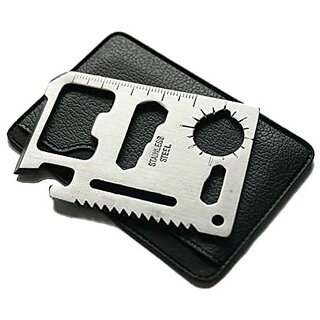 Gadget Hero's Stainless Steel Bottle Opener 11 In 1 Multi Function Credit Card Style Survival Tool Kit