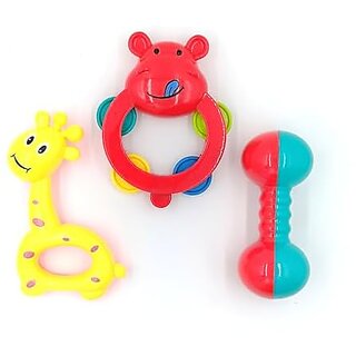 Multi Colored Baby Rattle Toys for Kids | Set of 3 Pcs | Sensory Development Infant Toys | Rattle Set for Babies | Colorful Teething Rattle for Babies | Grip & Coordination Baby Toy