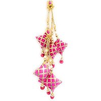Bhavya sales Women's  Handmade Work Ethnic Hanging Cotton Pompom Bell Tassel Latkan for Saree Blouse and Lehenga - Pack of 2 (Pink )