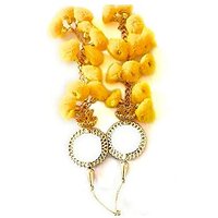 Bhavya sales Women's  Handmade Work Ethnic Hanging Cotton Pompom Bell Tassel Latkan for Saree Blouse and Lehenga (Yellow) - Pack of 2