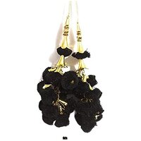 Bhavya sales Women's  Handmade Work Ethnic Hanging Cotton Pompom Bell Tassel Latkan for Saree Blouse and Lehenga - Pack of 2 (Multi)