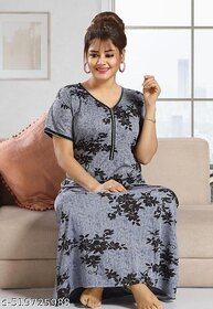 Brahmani Garments Women Grey Printed Nighty
