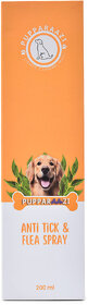 PUPPARAAZI Natural Anti Tick Flea Spray for Dogs with Neem Aloe Vera 200 ML