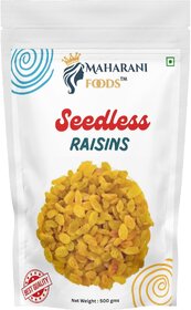 MAHARANI FOODS  SEEDLESS INDIAN RAISINS  500 GMS POUCH  INDIAN KISMIS  HEART HEALTHY  MAINTAINS INSULIN LEVELS  DR