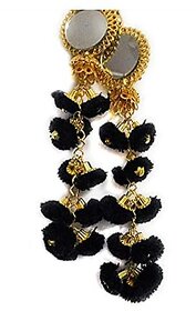 Bhavya Sales Ethnic Cotton Hanging Latkan Golden Black Pompom Bell Tassel Blouse Saree Lehenga for Women - Pack of 2xe2x80xa6