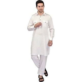 PrintCultr Men Kurta and Pyjama Set (White
