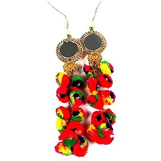 Bhavya Sales Women's  Ethnic Hanging Latkan Bell Tessel Blouse Saree Lehenga Cotton Pompom (Multicolour) Pack of 2