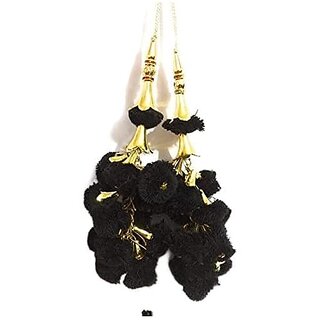 Bhavya sales Women's  Handmade Work Ethnic Hanging Cotton Pompom Bell Tassel Latkan for Saree Blouse and Lehenga - Pack of 2 (Multi)