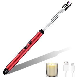 USB Rechargeable Plasma Arc Lighter, Flexible Neck Flameless Grill with LED Indicator, Candle, Gas  Bonfire Light up Li