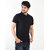 Ginash Mens Black Solid 100% Cotton Polo Collar T-Shirt