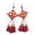 Bhavya sales Women's  Handmade Work Ethnic Hanging Cotton Pompom Bell Tassel Latkan for Saree Blouse and Lehenga - Pack of 2 (Red)