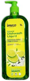 IMECO Bamboo Shakti Dishwash Liquid 1L Bottle  Lemon Fragrance With Coconut-Based Surfactants  Gentle on Hands