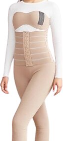 COURTIT'S Steel Boned Waist Trainer Corset  Adjustable Tummy Control Body Shaper for Women (Free Size, Beige)