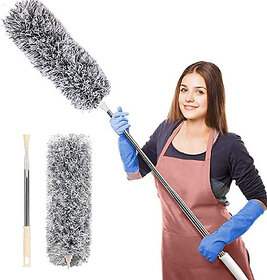 Flexible Microfiber Fan Duster with Long Handle | Dry Duster for Home and Ceiling Cleaning