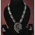 Elegant Long Pendant Style Oxidized Silver Tone Necklace and Earrings Set Brass Alloy Necklace with Earrings
