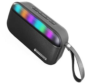 ZEBRONICS County 7 Portable Bluetooth Speaker 8 Watts Upto 15 Hours Playback Passive Radiator BTv5.3 | mSD | TWS | USB RGB LED Call Function Carry Loop (Black).