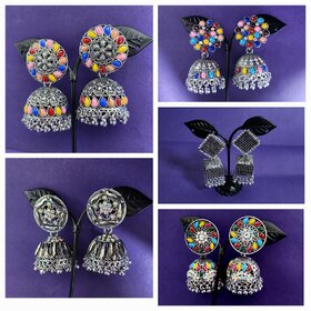 Beautiful Oxidised Multicolor jhumka Combo set pack of 5