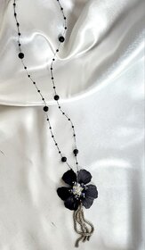 Stylish Long Black Beads Necklace for Girls Womens