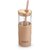 IMECO ECO-SIPPER Glass Sipper Bottle with Stylish Bamboo Lid And Straw 450 ml (Beige)