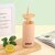 IMECO ECO-SIPPER Glass Sipper Bottle with Stylish Bamboo Lid And Straw 450 ml (Beige)