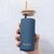 IMECO ECO-SIPPER Glass Sipper Bottle with Stylish Bamboo Lid And Straw 450 ml (Navy)