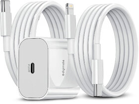 Digimate (DG-ADP-1004) 20W Fast Charger with C to Lightning Cable & C to C Cable | PD Type-C Adapter for All iPhone Models iPhone 17/16/15/14/13/12/11/X Series & More