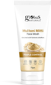 Globus Naturals Multani Mitti Face Wash Enriched With Turmeric  Saffron For Pimple Control Suitable For Oily  Acne Prone Skin 75 gm