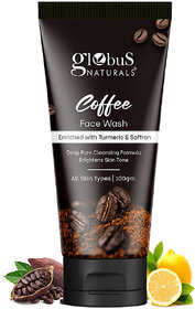 Globus Naturals Coffee Face Wash Enriched with Lemon  Papaya Deep Pore Cleansing Formula Brightens Skin Tone Suitable For All Skin Types 100 gms
