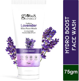 Globus Naturals Purifying Lavender Face Wash Enriched With Niacinamide  Pearl Hydro Boost Formula Natural Gentle  Mild Suitable Normal to Dry Skin 75 gm
