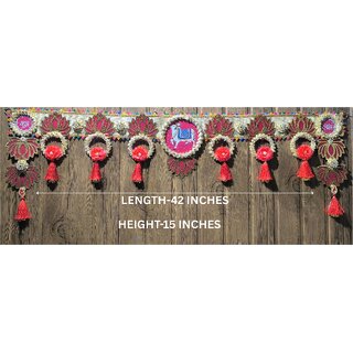 Red cow with golden bell  yellow red toran