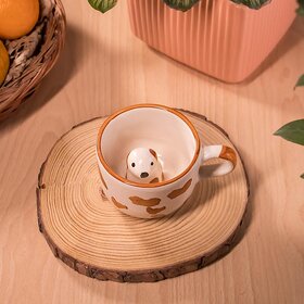 Rare Planet Handcrafted Ceramic Dog Mug Set of 1 - Unique Pottery Design for Animal Lovers and Home Decor