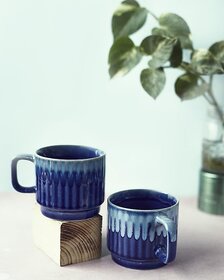 Rare Planet Ceramic Cups for Coffee(Set of 2) | Handcrafted Microwave Safe, Tablewear/Kitchen Mugs-Milk/Tea
