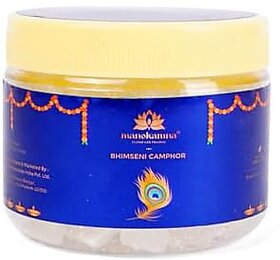 Manokamna Divine Bhimseni Camphor Traditional Remedy with Spiritual Essence   Grade  Organic  Strong Aroma for Healing  Puja (100gm - Pack of 1)
