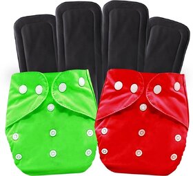 (Pack of 4) Bamboo Microfiber Insert Soaker Booster Pads Wet-Free With 2 Pocket Style Button Reusable Adjustable Cloth Diaper