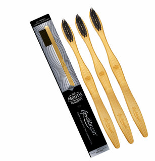 L'avenour Flat Bamboo Toothbrush with BPA Free Charcoal Activated Ultra Soft Bristles For Men  Women (Pack of 3)