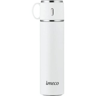 IMECO ECO-FLASK Stainless Steel Bottle 500 ml White, Insulated Leakproof BPA Free
