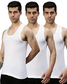 (Buy 1 Get 2 Free) MCS Mens Solid White Sleeveless Vest