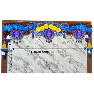 OM handevileye blue and yellow flower toran(BANDANWAR)