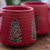 Handcrafted Red Ceramic Coffee Mug Pack Of 2 Unique Tree Design