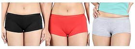Ginash Cotton Elastane Women's Boyleg Pantie (Pack of 3)