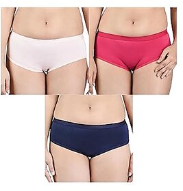 Ginash Cotton Elastane Women's Hipster Pantie (Pack of 3)