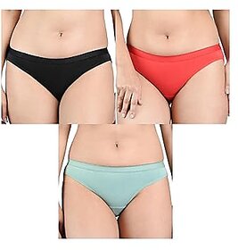 Ginash Cotton Elastane Women's Bikini Pantie (Pack of 3)