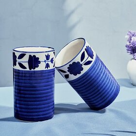 Ceramic Glass Pack of 2 Floral Design