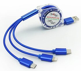 Multi Charging Cable 3 in 1 USB Mobile Phone Charger Cord USB Cable Compatible with iPhone/Type C/Micro Android