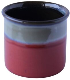 Handpainted Ceramic Outdoor Oval Planter Pack of 1, Blue & Red Flower Pot for Home/Kitchen/Balcony