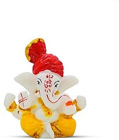 Handcrafted Yellow Lord Pandal Ganesha Marble Idol Murti and Statue for Mandir