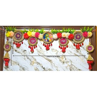 yellow morpankh with basuri and shubh labh toran